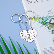 Load image into Gallery viewer, Mom Birthday Gift from Daughter - 3PCS Stainless Steel Mother Big Sis Little Sis Keychain Gifts Set for Mother's Day Christmas Mother Daughters Matching Heart Pendant Jewelry Set