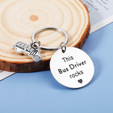 Load image into Gallery viewer, School Bus Driver Gift Keychain Appreciation Gift for Men Thank You Gifts Bus Key Chain for Keeping Me Safe Birthday Retirement Going Away Gifts for Him Bus Driver
