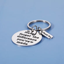 Load image into Gallery viewer, Thank You Retirement Gifts for Women Men Teacher Coach Boss Going Away Leaving Appreciation Farewell Goodbye Gifts for Coworker Friend Never Forget The Difference You've Made Keychain Christmas