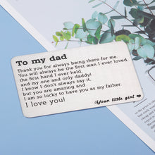 Load image into Gallery viewer, Dad Birthday Christmas Gifts from Daughter to Daddy Stepdad Wallet Insert Card Fathers Day Valentine Gifts for New Dad to be Husband from Kids Wife Father of The Bride Wedding Gifts Men Him