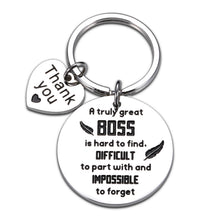 Load image into Gallery viewer, Boss Gift for Women Men Thank You Birthday Christmas Keychain for Supervisor Leader Mentor Retirement Gift Leaving Gift from Coworker Colleague a Truly Great Boss is Hard to Find