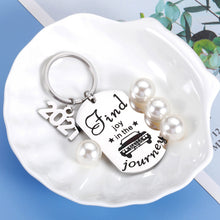 Load image into Gallery viewer, Camping Keychain Gifts for RV Campers Travel Trailer Find Joy in the Journey 2021 Enjoy Retirement Keyring Gifts for Boss Coworker Vacation Road Trip Camp Lovers Gift Camping Party Favors Accessories