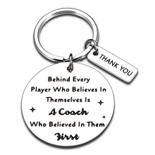 Load image into Gallery viewer, Coach Thank You Basketball Coach Gift Appreciation Keychain for Hockey Baseball Soccer Coach Teacher Celebration Match Cheer Keyring for Softball Swimming Coach Going Away Retirement Christmas