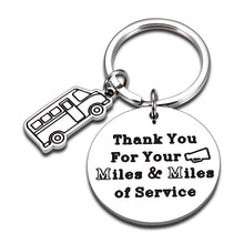 Load image into Gallery viewer, School Bus Driver Appreciation Gifts Keychain for Men Him Thanksgiving Day Christmas Birthday Retirement Going Away Gifts School Bus Keychain Charm Thank you for your miles and miles of service