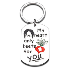 Load image into Gallery viewer, Valentines Day Gifts for Him Her The Office Merchandise for Women Men Funny Keychain to Boyfriend Husband Wife Girlfriend for Anniversary Birthday Valentine My Heart Only Beets for You Couple Gifts