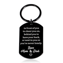 Load image into Gallery viewer, Valentine Gifts for Son from Mom Dad to My Son Inspirational Keychain Valentines Day Birthday Graduation Back to School Christmas Gift for Kids Teen Boys Him Stepson Gifts from Stepmom Double Sided