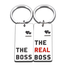 Load image into Gallery viewer, Funny Valentines Day Gifts for Couples the Boss the Real Boss Matching Keychain Wedding Anniversary Birthday Gifts for Husband Wife Couple Boyfriend Newlywed Engagement Bridal Shower Gifts Bride to b