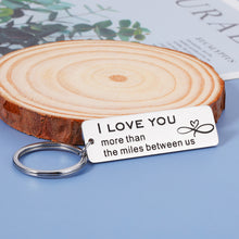 Load image into Gallery viewer, Long Distance Relationship Keychain Gifts for Boyfriend Girlfriend Couples I Love You More Than The Miles Between US Gifts for Him Her Birthday Valentines Christmas Going Away Gifts for Husband Wife