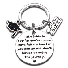 Load image into Gallery viewer, Christmas Gifts for Women Men Boy Girl Son Daughter Senior Grad PHD Master Graduates Inspirational Keychain for Middle High School College Student Graduation Back to School for Him Her from Dad Mom