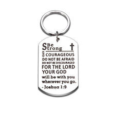 Load image into Gallery viewer, Inspirational Christian Gifts for Women Men Bible Verse Keychain Be Strong and Courageous Religious Gifts Confirmation Gifts for Boys Girls Christmas Birthday Graduation Gifts Encouragement Communion