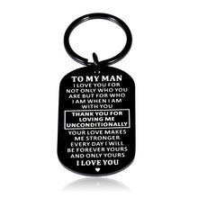Load image into Gallery viewer, Valentine Day for Him Men Husband to My Man Keychain I Love You Gife for Him Hubby Boyfriend Anniversary Birthday Christmas Fiance Groom Wedding Couple from Girlfriend Wife Romantice Gifts for Men