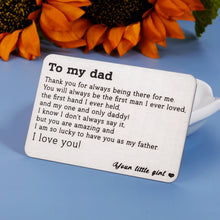 Load image into Gallery viewer, Dad Birthday Christmas Gifts from Daughter to Daddy Stepdad Wallet Insert Card Fathers Day Valentine Gifts for New Dad to be Husband from Kids Wife Father of The Bride Wedding Gifts Men Him