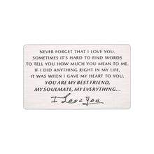 Load image into Gallery viewer, Anniversary Metal Wallet Card Insert Gifts for Him Boyfriend Husband Gifts for Christmas Birthday from Girlfriend Wife I Love You Gifts for Him Wedding Engagement Gifts Valentines Stocking Stuffers Brand: GGOJAGST