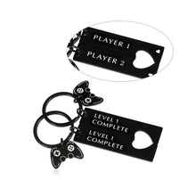 Load image into Gallery viewer, 1 Year Anniversary GIFS for Boyfriend Girlfriend Couple Him Her Women Men 1st Wedding Anniversary Keychain Gift for Husband Wife Fiance Fiancee Gamer Level 1 Completed Matching Keychain Double Sided