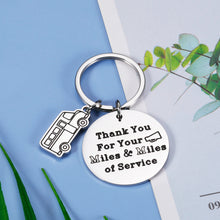 Load image into Gallery viewer, School Bus Driver Appreciation Gifts Keychain for Men Him Thanksgiving Day Christmas Birthday Retirement Going Away Gifts School Bus Keychain Charm Thank you for your miles and miles of service

